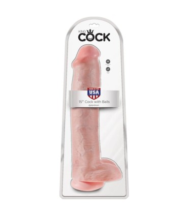 KING COCK REALISTIC DILDO WITH TESTICLES AND SUCTION CUP 38 CM FLESH