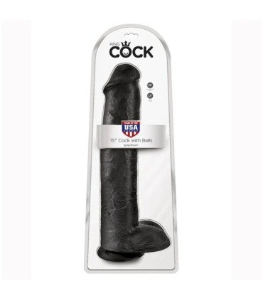 KING COCK REALISTIC DILDO WITH TESTICLES 38 CM BLACK