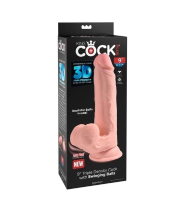 KING COCK PLUS TRIPLE DENSITY REALISTIC DILDO WITH SWINGING TESTICLES 23 CM FLESH