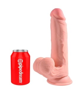 KING COCK PLUS TRIPLE DENSITY REALISTIC DILDO WITH SWINGING TESTICLES 23 CM FLESH