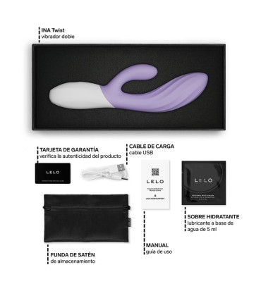 LELO INA TWIST DOUBLE VIBRATOR RABBIT FOR G SPOT AND CLITORIS LAVENDER