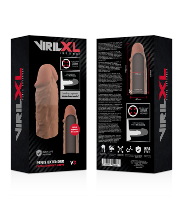 VIRILXL EXTENSION DE PENE LIQUID SILICONE V3 MARRON