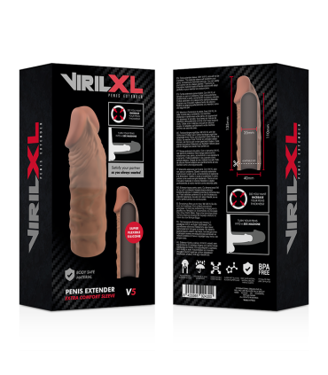 VIRILXL EXTENSION DE PENE LIQUID SILICONE V5 MARRON
