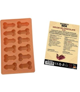 DIABLO PICANTE CHOCOLATE MOLD WITH 12 SILICONE PENISES FOR HANGING VANILLA
