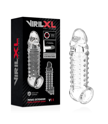 VIRILXL EXTENSION Y FUNDA DE PENE V11 TRANSPARENTE