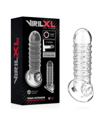 VIRILXL EXTENSION Y FUNDA DE PENE V15 TRANSPARENTE