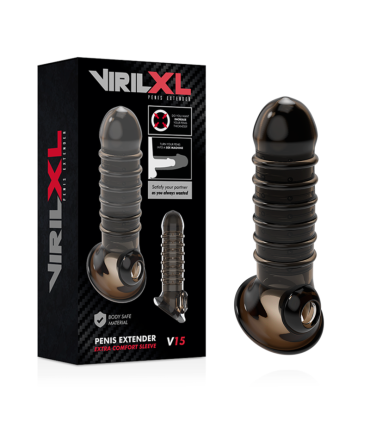 VIRILXL EXTENSION Y FUNDA DE PENE V15 NEGRO