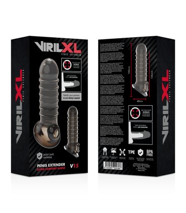 VIRILXL EXTENSION Y FUNDA DE PENE V15 NEGRO