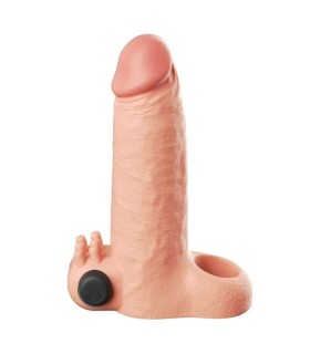 FANTASY X TENSIONS VIBRATING REAL FEEL 5CM PENIS EXTENSION SLEEVE BEIGE