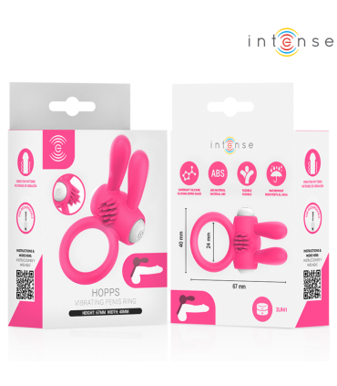 INTENSE HOPPS VIBRATING PENIS RING WITH CLITORAL STIMULATION PINK