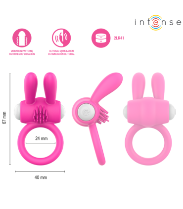 INTENSE HOPPS VIBRATING PENIS RING WITH CLITORAL STIMULATION PINK
