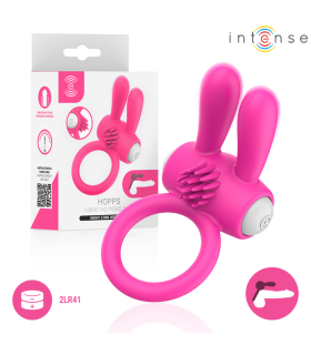 INTENSE HOPPS VIBRATING PENIS RING WITH CLITORAL STIMULATION PINK