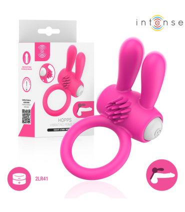 INTENSE HOPPS VIBRATING PENIS RING WITH CLITORAL STIMULATION PINK