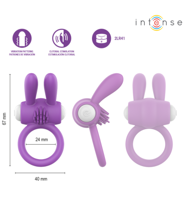 INTENSE HOPPS VIBRATING PENIS RING WITH CLITORAL STIMULATION PURPLE