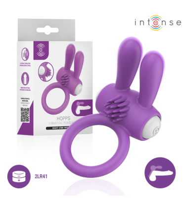 INTENSE HOPPS VIBRATING PENIS RING WITH CLITORAL STIMULATION PURPLE