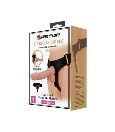 PRETTY LOVE HARNESS BRIEFS ARNES UNIVERSAL CON DILDO JERRY 218 CM NATURAL