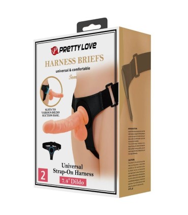 PRETTY LOVE HARNESS BRIEFS ARNES UNIVERSAL CON DILDO TOM 20 CM NATURAL