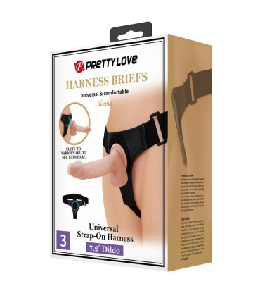 PRETTY LOVE HARNESS BRIEFS ARNES UNIVERSAL CON DILDO KEVIN 19 CM NATURAL