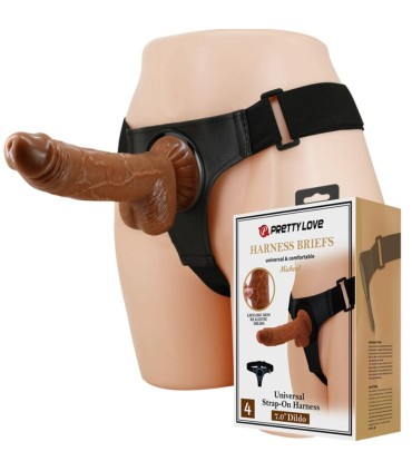 PRETTY LOVE HARNESS BRIEFS ARNES UNIVERSAL CON DILDO MICHEAL 20 CM NEGRO