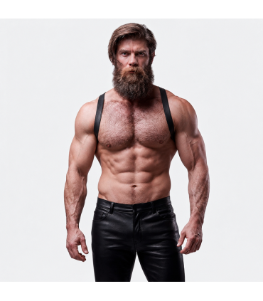 FETISH SUBMISSIVE ATTITUDE MENS ECO LEATHER BACK HARNESS