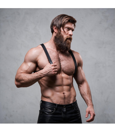 FETISH SUBMISSIVE ATTITUDE MENS ECO LEATHER BACK HARNESS