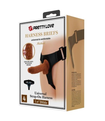PRETTY LOVE HARNESS BRIEFS ARNES UNIVERSAL CON DILDO MICHEAL 20 CM NEGRO