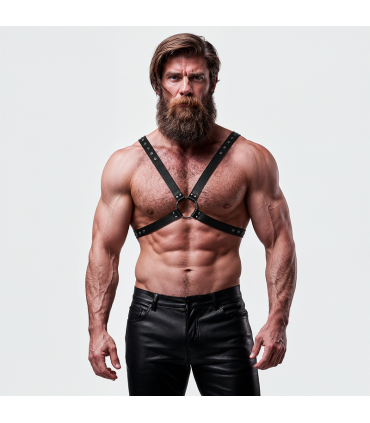 FETISH SUBMISSIVE ATTITUDE MENS CROSS CHEST ECO LEATHER HARNESS