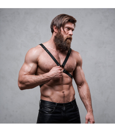 FETISH SUBMISSIVE ATTITUDE MENS CROSS CHEST ECO LEATHER HARNESS