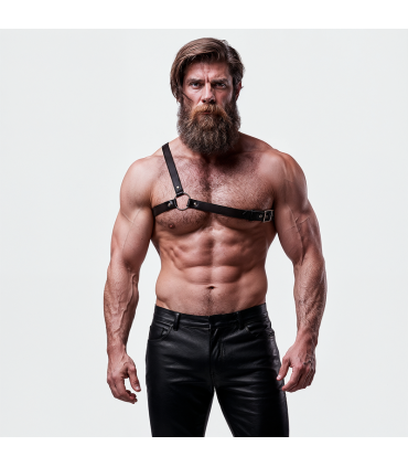 FETISH SUBMISSIVE ATTITUDE MENS CROSSED SHOULDER ECO LEATHER HARNESS