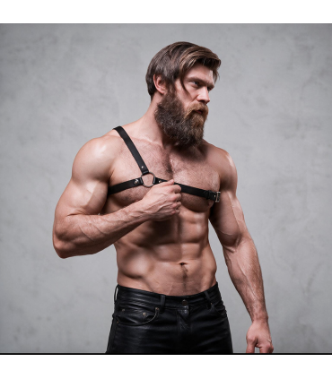 FETISH SUBMISSIVE ATTITUDE MENS CROSSED SHOULDER ECO LEATHER HARNESS