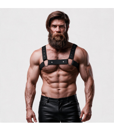 FETISH SUBMISSIVE ATTITUDE ADJUSTABLE NEOPRENE CHEST SPORTS HARNESS FOR MEN