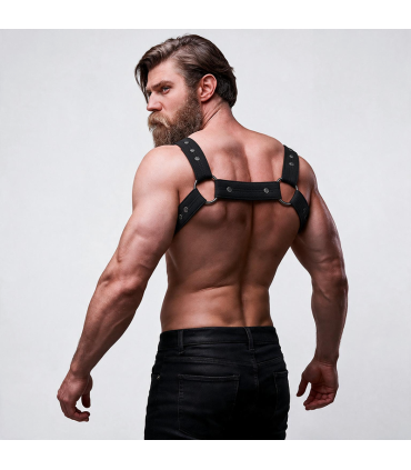 FETISH SUBMISSIVE ATTITUDE ADJUSTABLE NEOPRENE CHEST SPORTS HARNESS FOR MEN