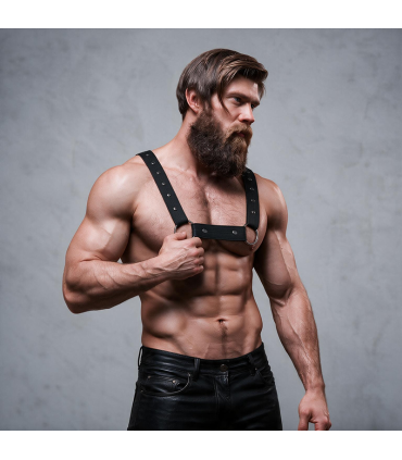 FETISH SUBMISSIVE ATTITUDE ADJUSTABLE NEOPRENE CHEST SPORTS HARNESS FOR MEN