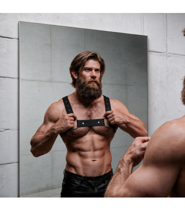 FETISH SUBMISSIVE ATTITUDE ADJUSTABLE NEOPRENE CHEST SPORTS HARNESS FOR MEN