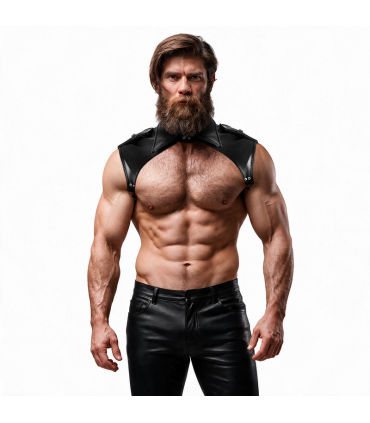 FETISH SUBMISSIVE ATTITUDE MENS BRIGADE ADJUSTABLE ECO LEATHER NECK HARNESS