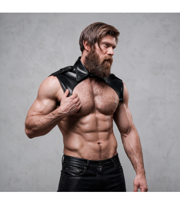 FETISH SUBMISSIVE ATTITUDE MENS BRIGADE ADJUSTABLE ECO LEATHER NECK HARNESS