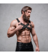 FETISH SUBMISSIVE ATTITUDE ADJUSTABLE NEOPRENE CROSS OVER CHEST BULLDOG HARNESS WITH ZIPPERS FOR MEN