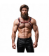FETISH SUBMISSIVE ATTITUDE MENS ECO LEATHER CHEST BULLDOG HARNESS BLACK RED