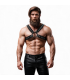 FETISH SUBMISSIVE ATTITUDE MENS CROSS OVER ECO LEATHER CHEST HARNESS WITH STUDS