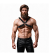 FETISH SUBMISSIVE ATTITUDE MENS ADJUSTABLE ECO LEATHER CROSS CHEST BULLDOG HARNESS