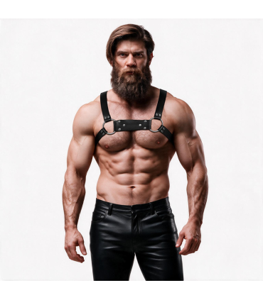 FETISH SUBMISSIVE ATTITUDE MENS ECO LEATHER BULLDOG CHEST HARNESS SIZE M L