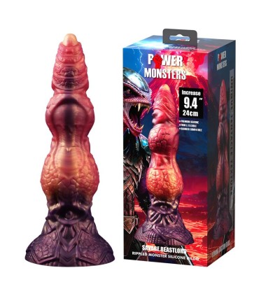POWER MONSTERS SAVAGE BEASTLORD TRICOLOR FANTASY SILICONE DILDO 24 CM O 5 CM