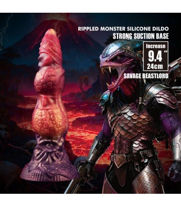 POWER MONSTERS SAVAGE BEASTLORD TRICOLOR FANTASY SILICONE DILDO 24 CM O 5 CM
