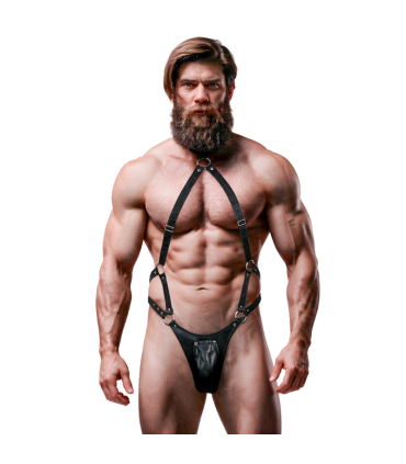 FETISH SUBMISSIVE ATTITUDE MENS ECO LEATHER JOCK STRAP HARNESS