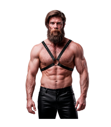 FETISH SUBMISSIVE ATTITUDE MENS CROSS CHEST ECO LEATHER HARNESS