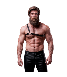 FETISH SUBMISSIVE ATTITUDE MENS CROSSED SHOULDER ECO LEATHER HARNESS