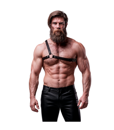 FETISH SUBMISSIVE ATTITUDE MENS CROSSED SHOULDER ECO LEATHER HARNESS
