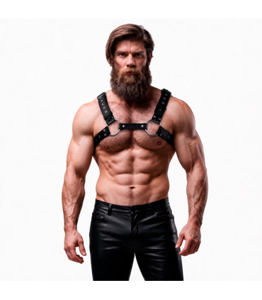 FETISH SUBMISSIVE ATTITUDE MENS ECO LEATHER CHEST HARNESS WITH STUDS