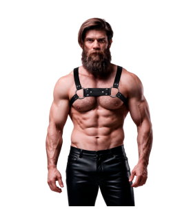 FETISH SUBMISSIVE ATTITUDE MENS ECO LEATHER BULLDOG CHEST HARNESS SIZE M L
