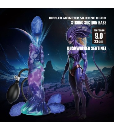 POWER MONSTERS DUSKWALKER SENTINEL TRICOLOR INFLATABLE FANTASY SILICONE DILDO 23 CM O 5 CM
